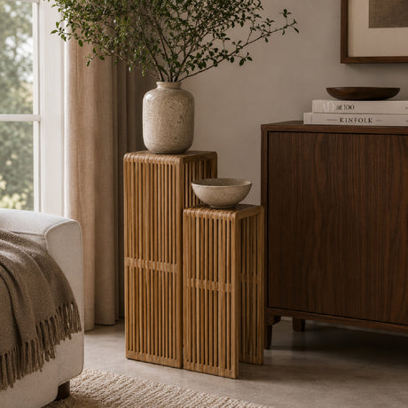   Modern furniture - Slatted Teak Plant Stand Set (2) - www.oroa.com | Oroa.com
