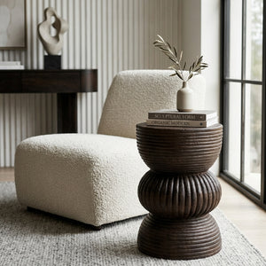   Modern furniture - Brown Wooden Fluted Side Table - www.oroa.com | Oroa.com