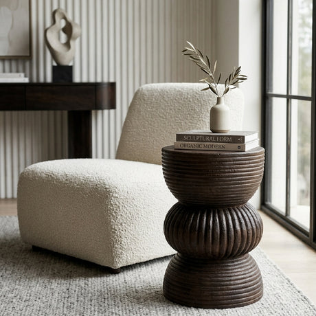   Modern furniture - Brown Wooden Fluted Side Table - www.oroa.com | Oroa.com