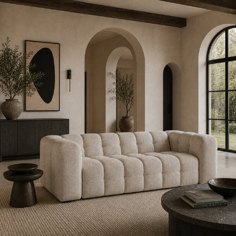   Modern furniture - Beige Linen Channel-Tufted Sofa - www.oroa.com | Oroa.com