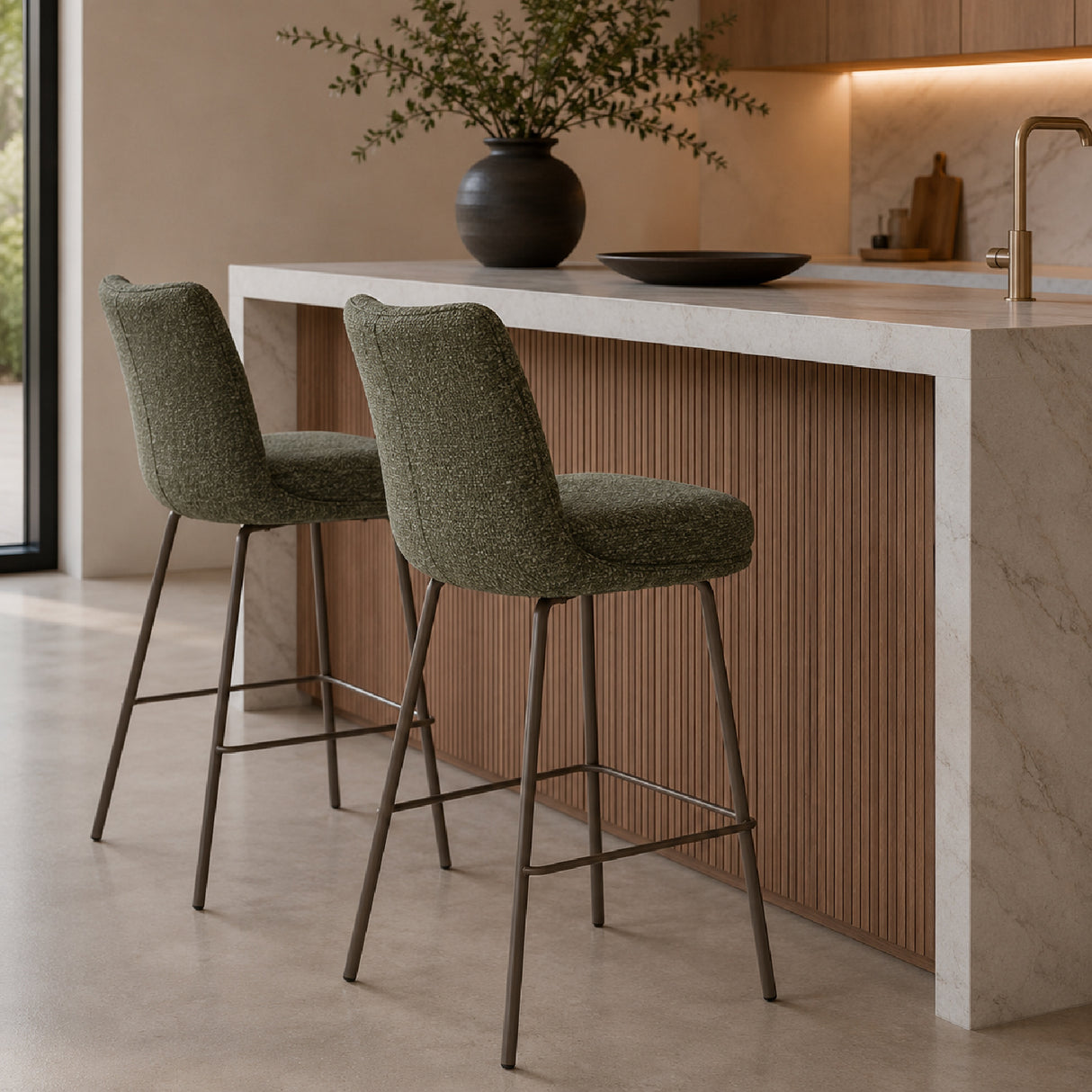   Modern furniture - Upholstered High-Back Counter Stools (2) - www.oroa.com | Oroa.com