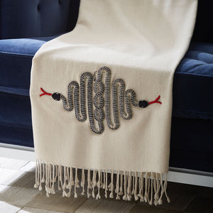 Black Beaded Wool Throw | Jonathan Adler Snake | Oroa.com