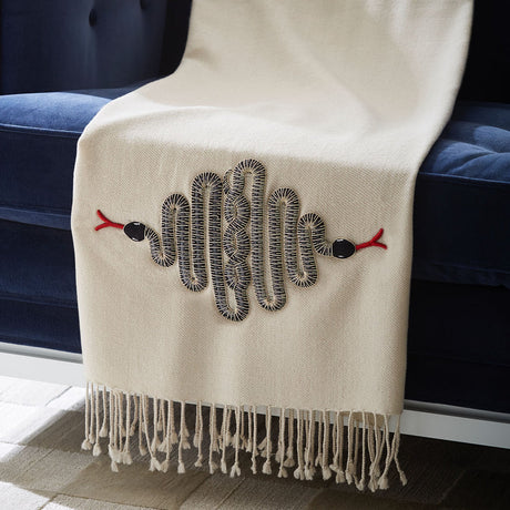 Black Beaded Wool Throw | Jonathan Adler Snake | Oroa.com