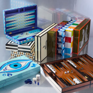Blue Lacquer Backgammon Set | Jonathan Adler Druggist