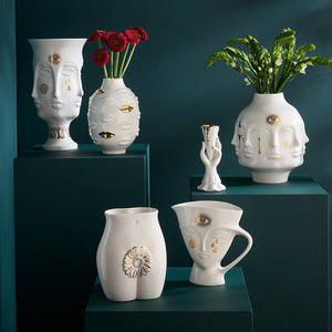 Gilded Porcelain Face Vase L | Jonathan Adler Dora Maar | Oroa.com