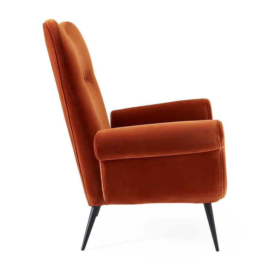 Rolled Arm Velvet Lounge Chair | Jonathan Adler Juliet | Oroa.com