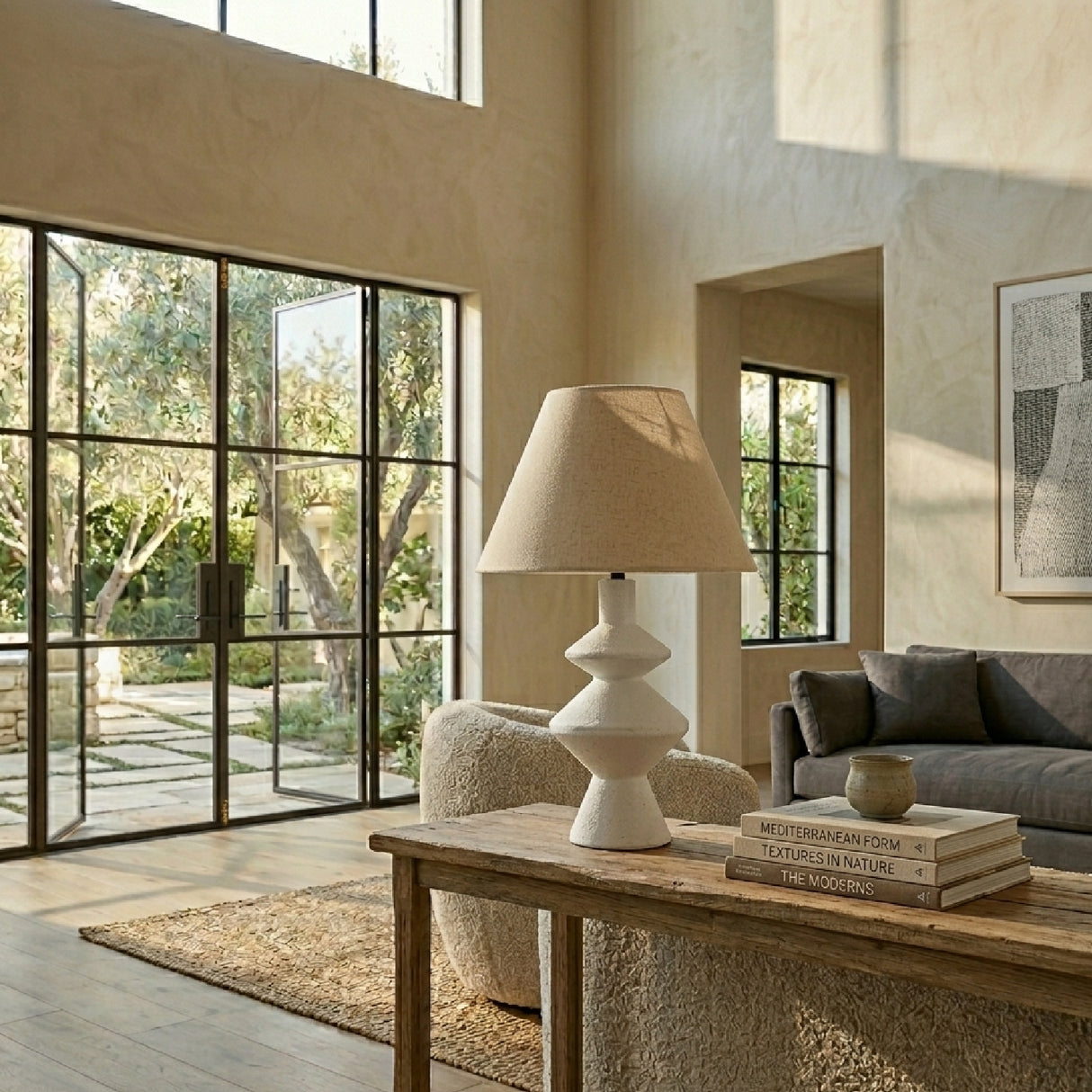   White Empire Linen Table Lamp | Oroa.com