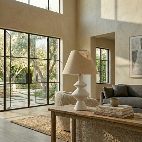   White Empire Linen Table Lamp | Oroa.com