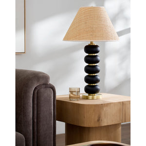   Black Wooden Seagrass Table Lamp | Oroa.com