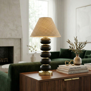   Black Wooden Seagrass Table Lamp | Oroa.com