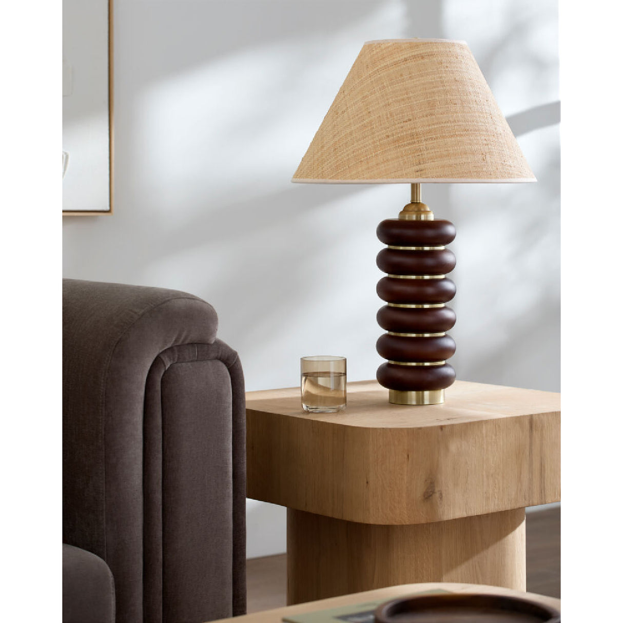   Brown Wooden Seagrass Table Lamp | Oroa.com