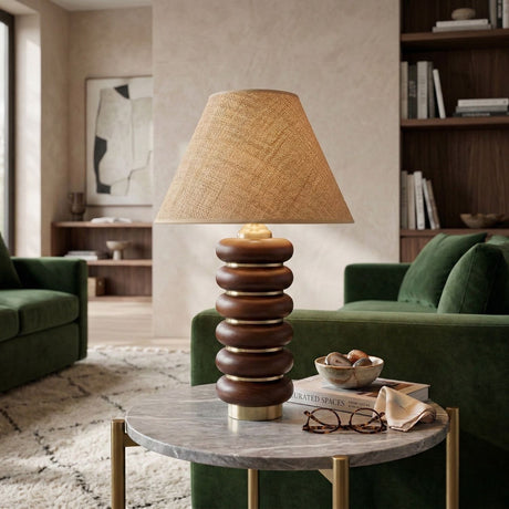   Brown Wooden Seagrass Table Lamp | Oroa.com