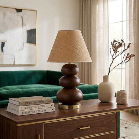   Brown Wooden Seagrass Table Lamp | Oroa.com