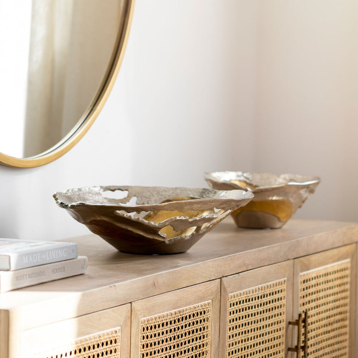   Antiqued Aluminum Decorative Bowls (2) | Oroa.com