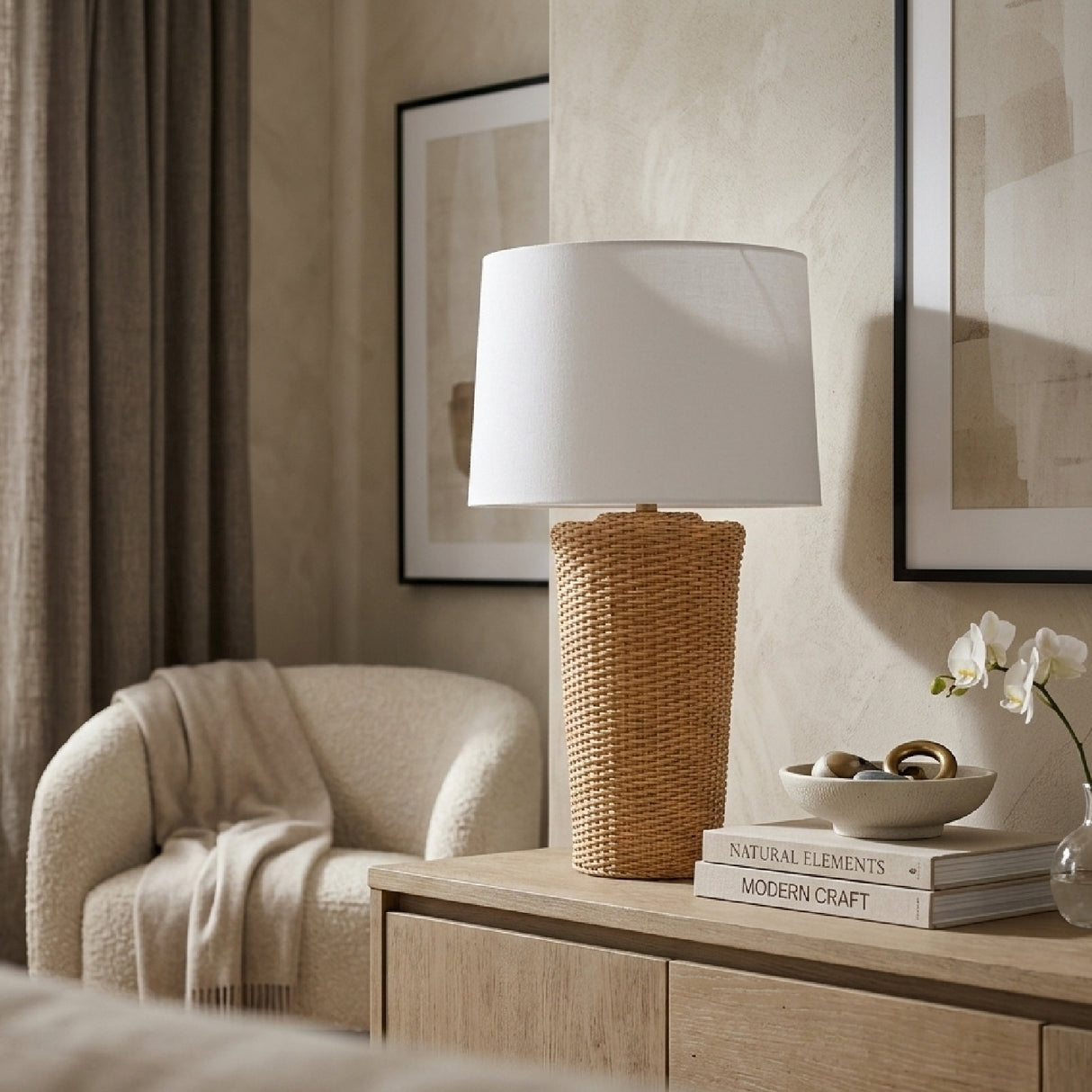   Rattan Woven Accent Table Lamp | Oroa.com
