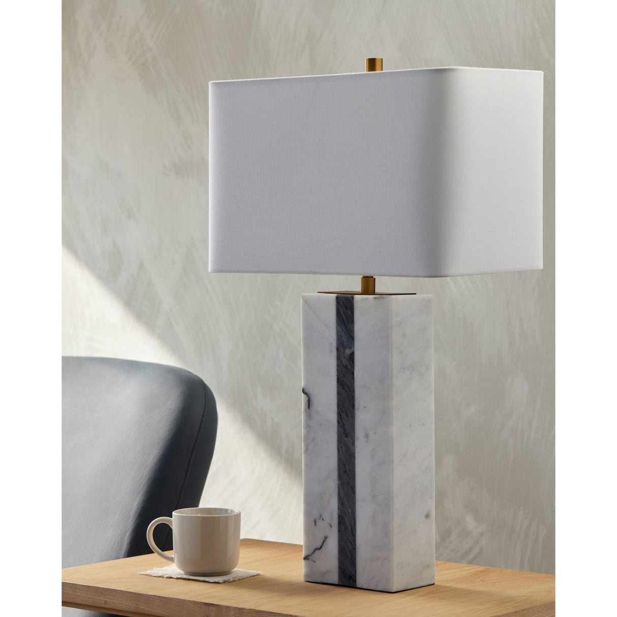   Marble White Linen Table Lamp | Oroa.com