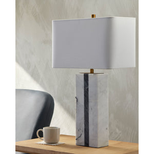   Marble White Linen Table Lamp | Oroa.com
