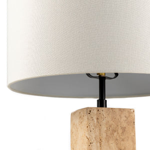   Travertine Cream Linen Table Lamp | Oroa.com