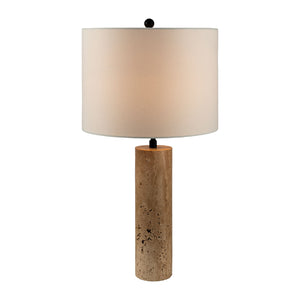   Travertine Cream Linen Table Lamp | Oroa.com