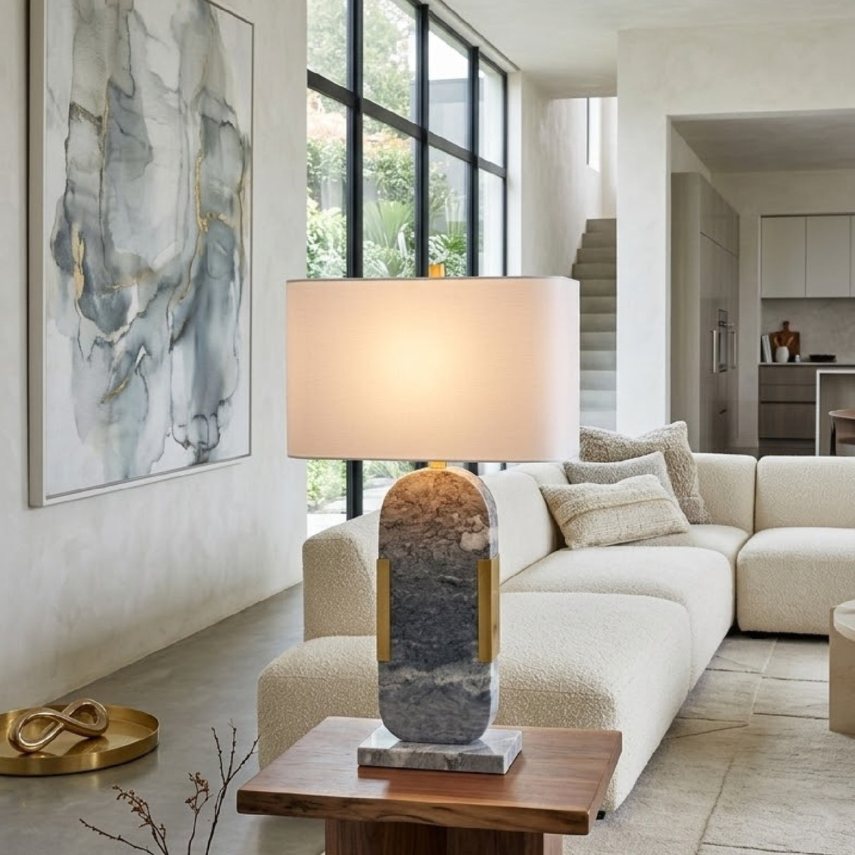   Modern European furniture - Gray Marble Accent Table Lamp - www.oroa.com | Oroa.com