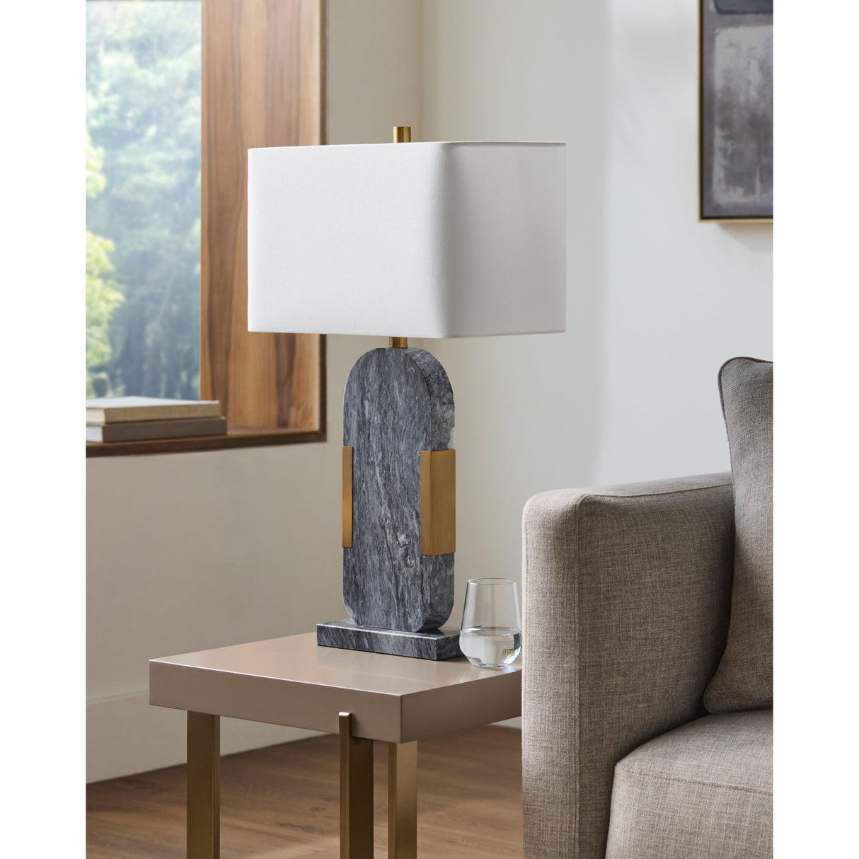   Modern European furniture - Gray Marble Accent Table Lamp - www.oroa.com | Oroa.com