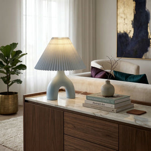   Modern European furniture - Ceramic Cream Linen Table Lamp - www.oroa.com | Oroa.com