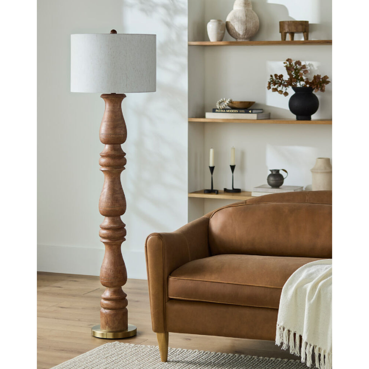   Beige Linen Accent Floor Lamp | Oroa.com