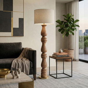   Beige Linen Accent Floor Lamp | Oroa.com