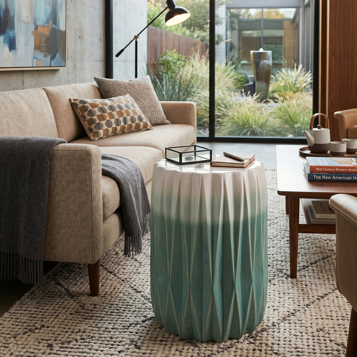   Ridged Ceramic Garden Stool | Oroa.com