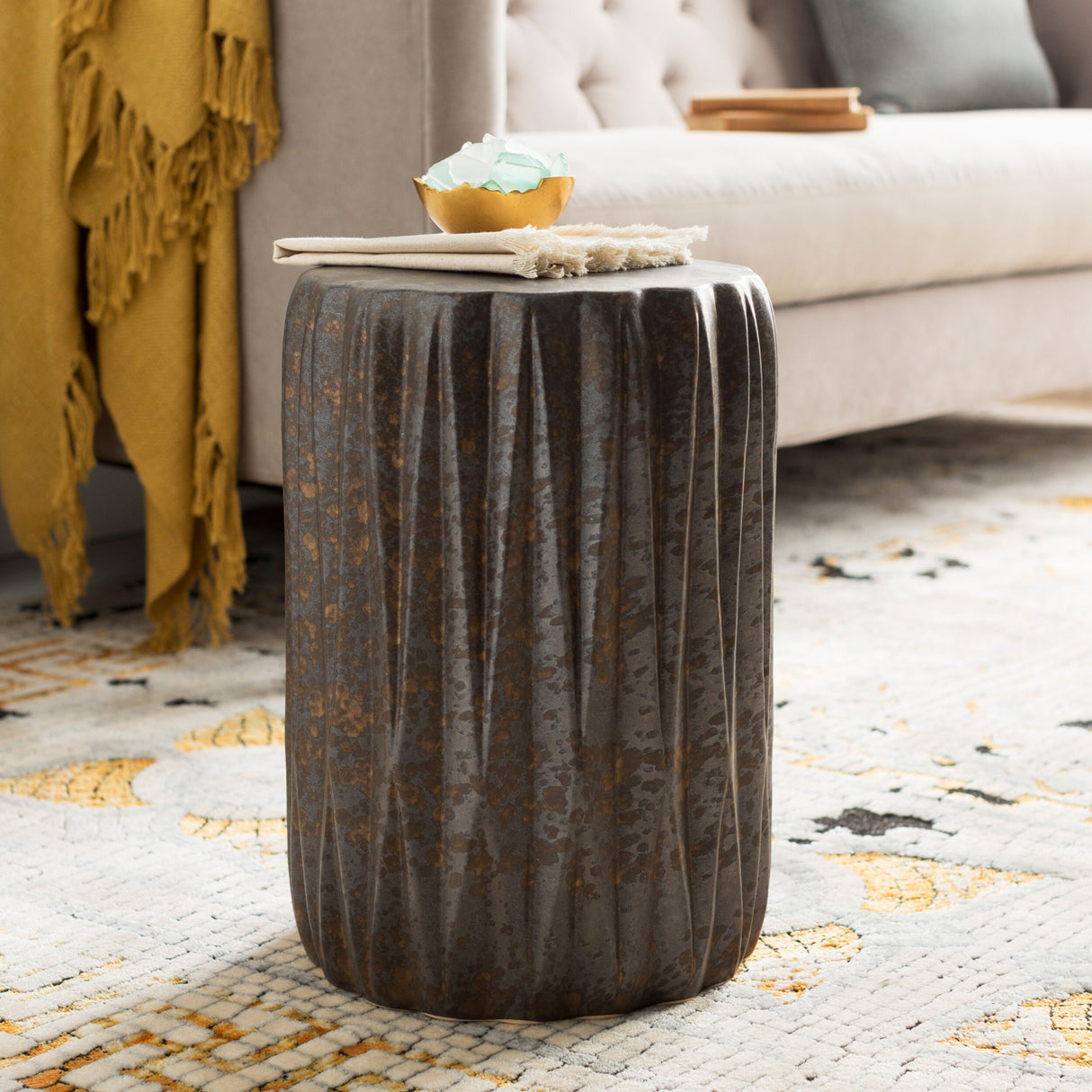   Ridged Ceramic Garden Stool | Oroa.com