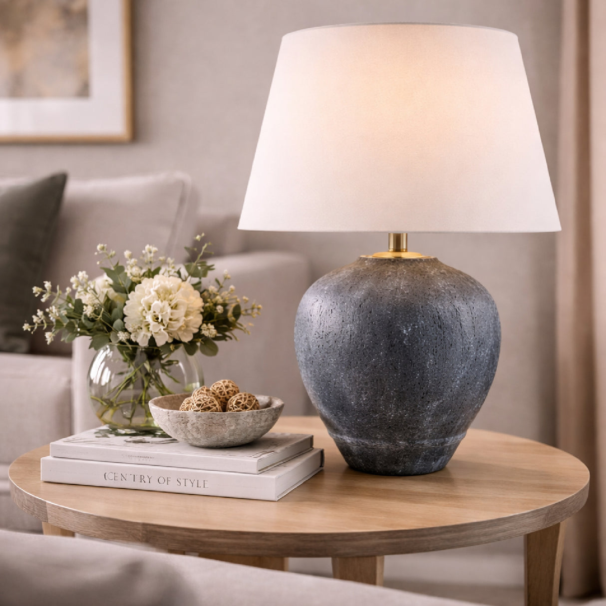   Modern European furniture - Sandblasted Gray Ceramic Table Lamp - www.oroa.com | Oroa.com