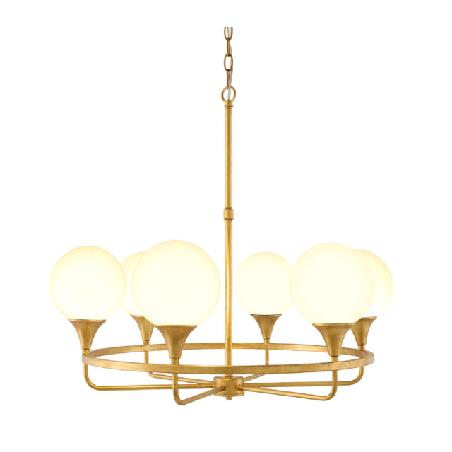 6-Light White Glass Chandelier | Kuda Home Bolbec | Oroa.com