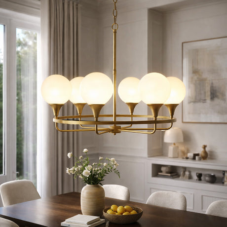   6-Light White Glass Chandelier | Oroa.com