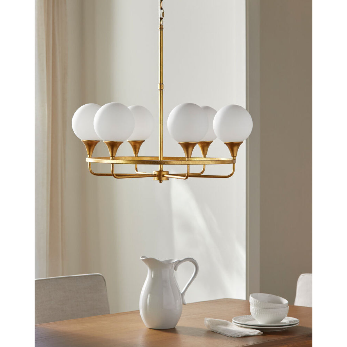   6-Light White Glass Chandelier | Oroa.com