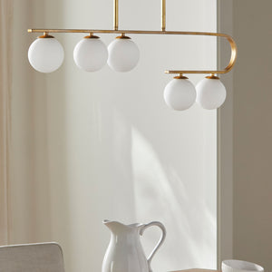   White Glass 5-Light Linear Chandelier | Oroa.com