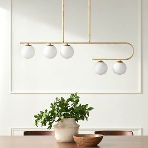   White Glass 5-Light Linear Chandelier | Oroa.com