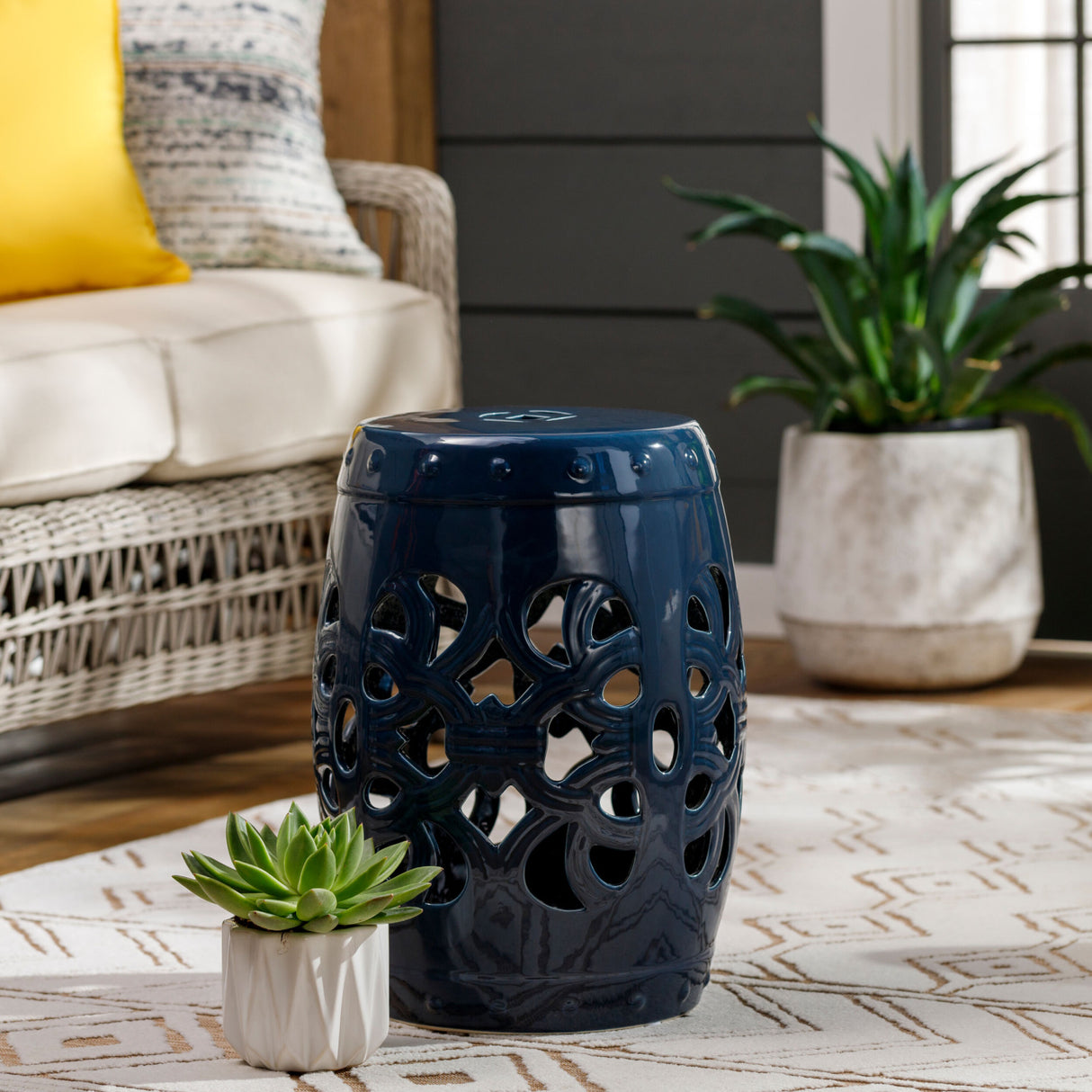   Modern European furniture - Openwork Glazed Ceramic Garden Stool - www.oroa.com | Oroa.com