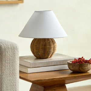   Round Rattan Accent Table Lamp | Oroa.com