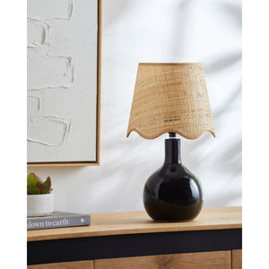   Wavy-Edge Rattan Ceramic Table Lamp | Oroa.com