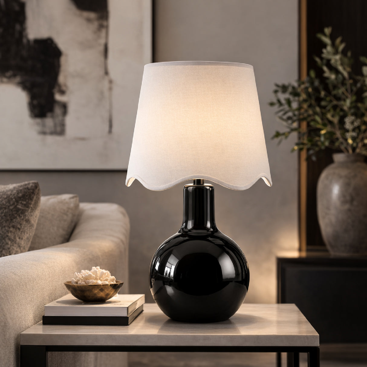   Wavy-Edge Rattan Ceramic Table Lamp | Oroa.com