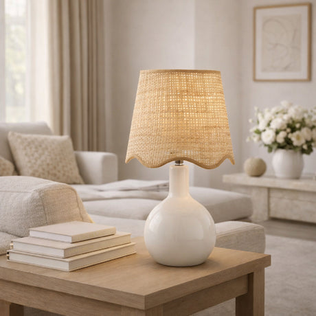   Wavy-Edge Rattan Ceramic Table Lamp | Oroa.com