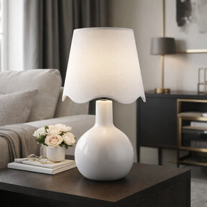   Wavy-Edge Rattan Ceramic Table Lamp | Oroa.com