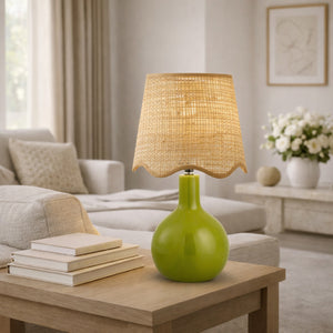   Wavy-Edge Rattan Ceramic Table Lamp | Oroa.com
