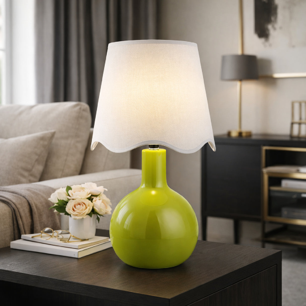   Wavy-Edge Rattan Ceramic Table Lamp | Oroa.com