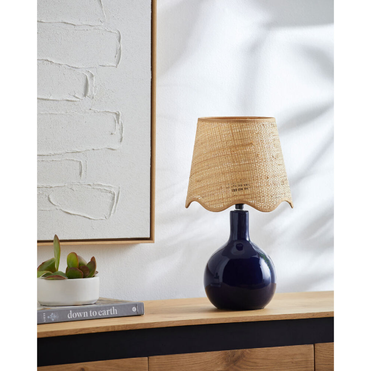   Wavy-Edge Rattan Ceramic Table Lamp | Oroa.com