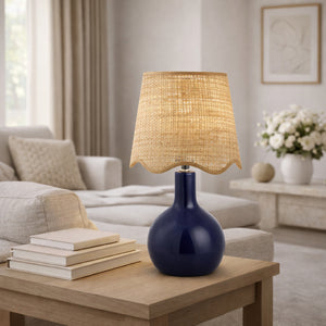   Wavy-Edge Rattan Ceramic Table Lamp | Oroa.com