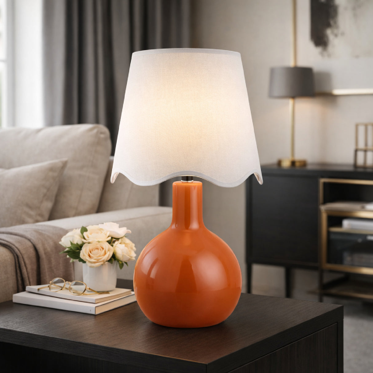   Wavy-Edge Rattan Ceramic Table Lamp | Oroa.com