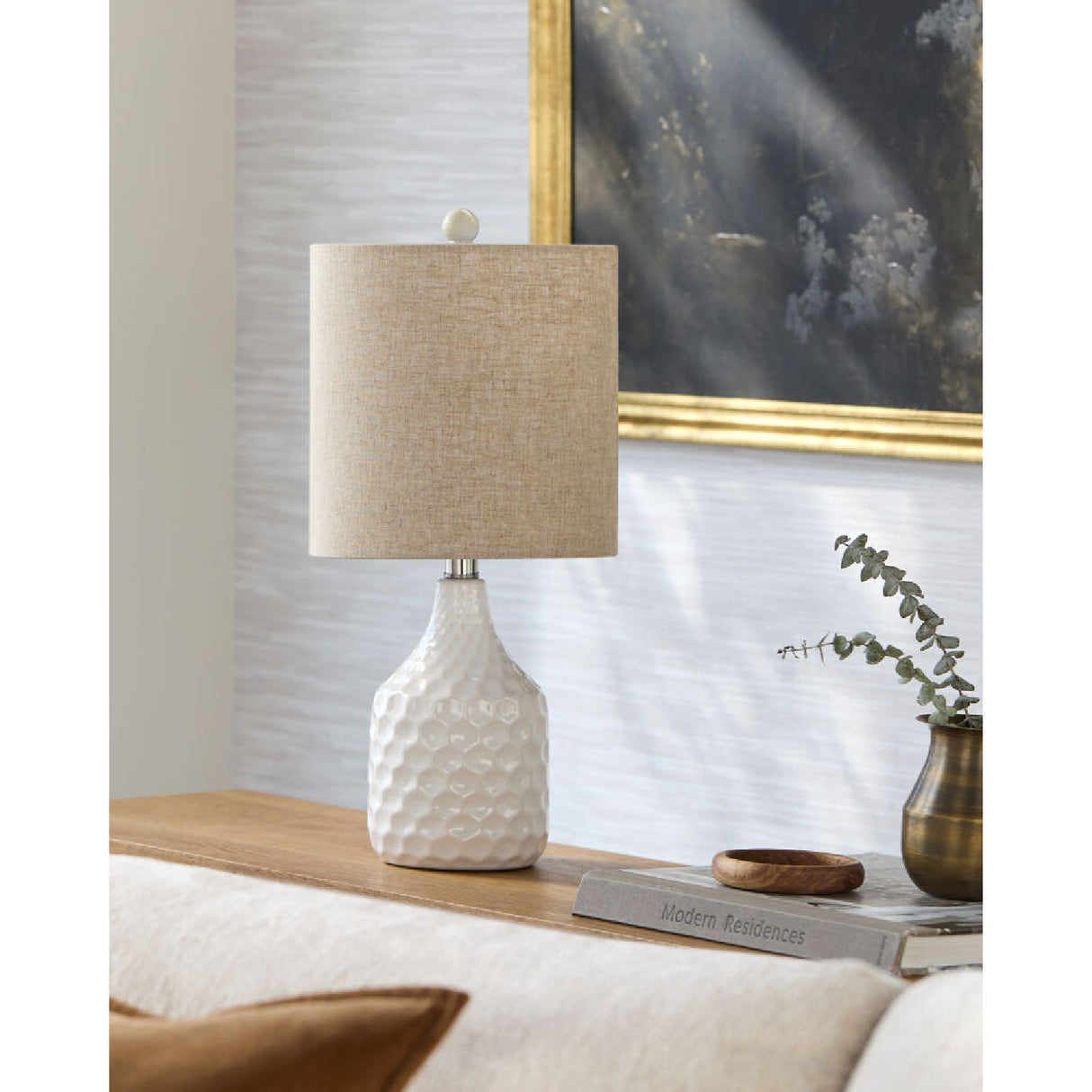   Ivory Linen Ceramic Table Lamp | Oroa.com