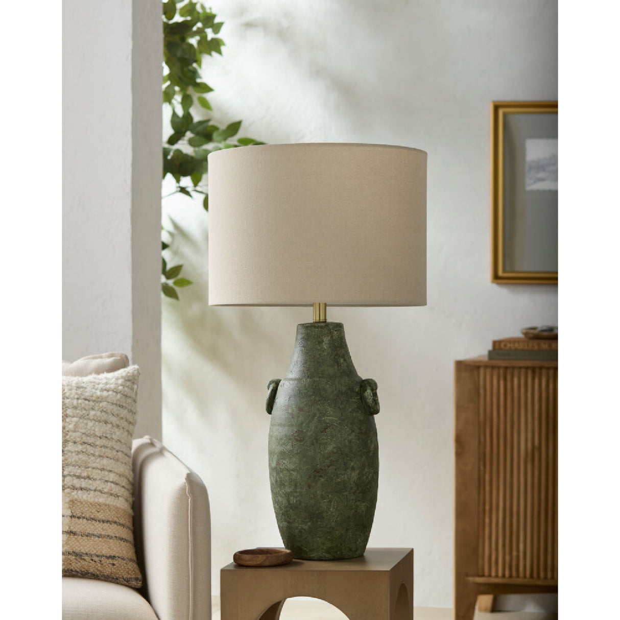   Handpainted Green Ceramic Table Lamp | Oroa.com
