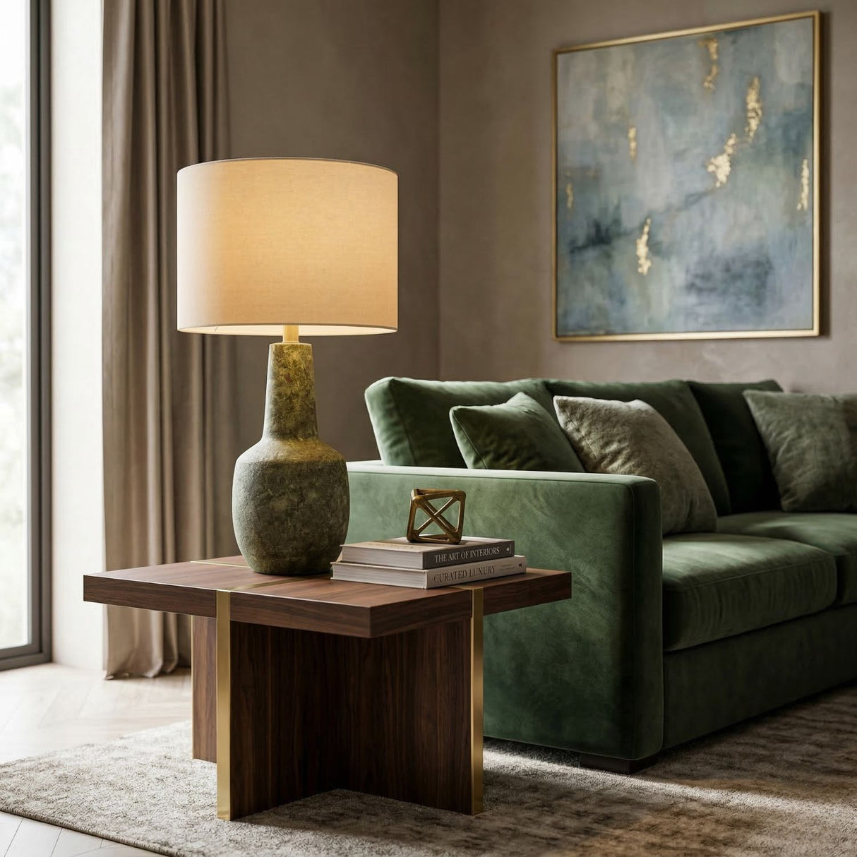   Handpainted Green Ceramic Table Lamp | Oroa.com